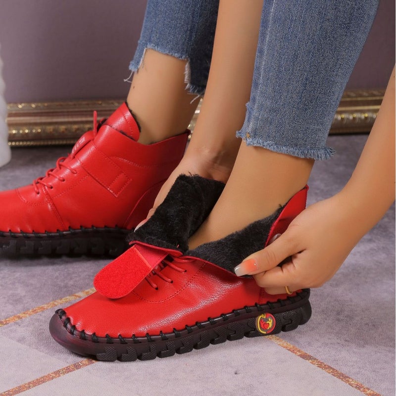 Plus Size Velcro Short Cotton-Padded Shoes Women'S Hand-Stitched Thick-Soled Fleece-Lined Mao Mao High-Top Shoes Wish Supply - Image 4